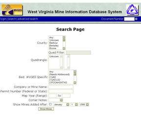 Image of the MIDS search page