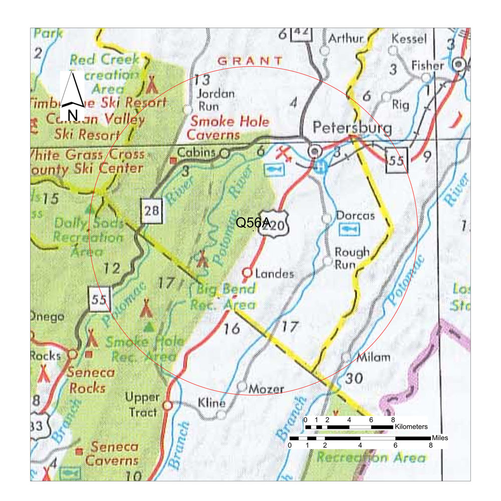 Petersburg, WV Desired Location Map