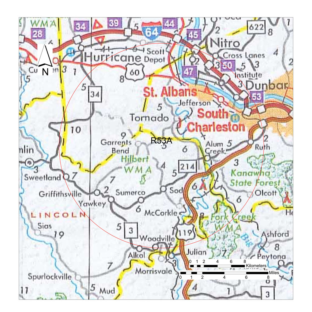 South Charleston, WV Desired Location Map