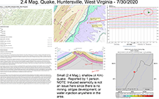 image of map and information pertaining to the July 30, 2020 West Virginia earthquake