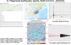 image of map and information pertaining to the August 9, 2020 North Carolina earthquake