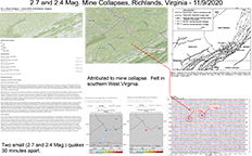 image of map and information pertaining to the November 9, 2020 Virginia earthquakes