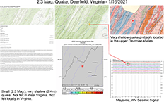 image of map and information pertaining to the January 16, 2021 Virginia earthquakes