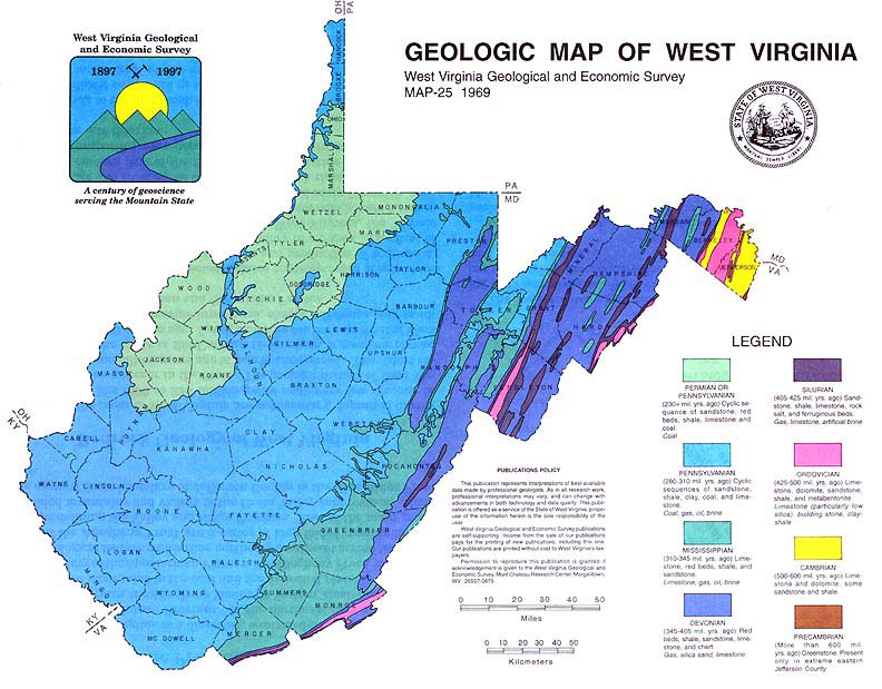 West Virginia geologic map