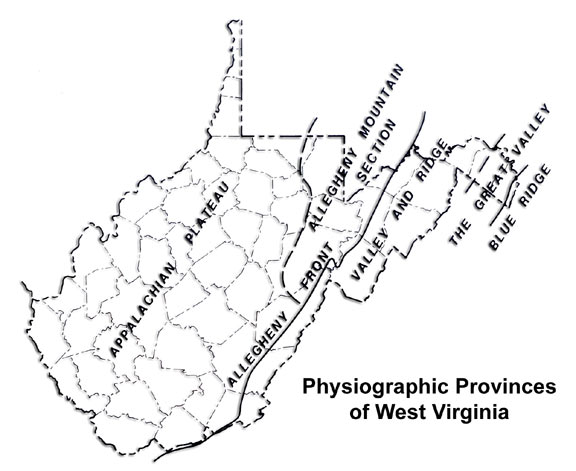 Map of Physiographic Provinces of West Virginia