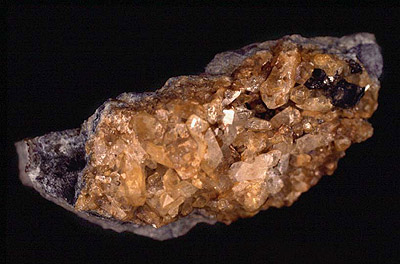 sphalerite on quartz, zinc sulfide