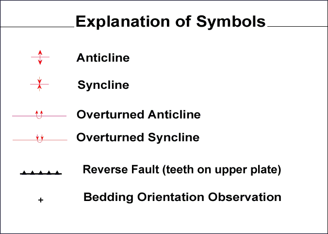 Symbols used on Moorefiled Geologic Map