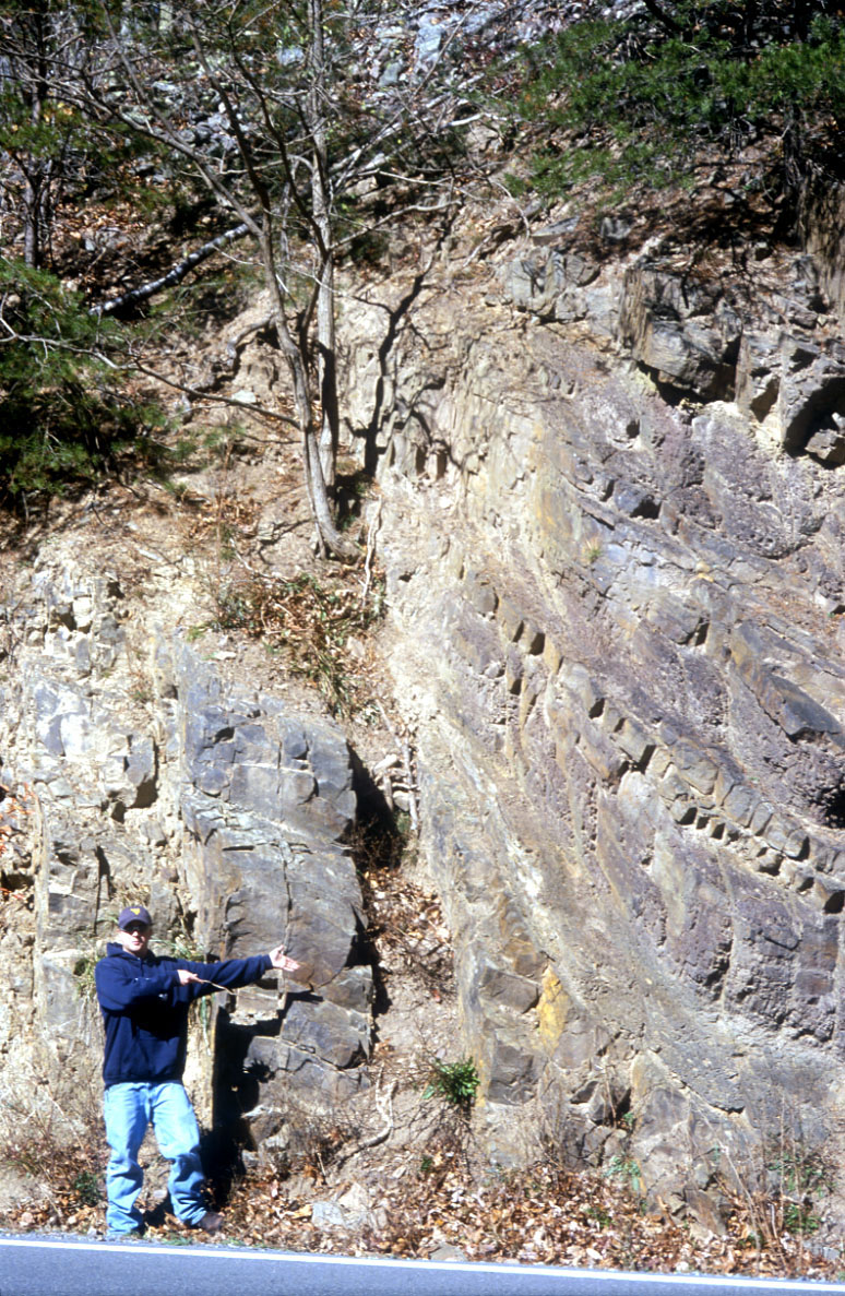 Intensely weathered Eocene igneous dike intruded into the 
Juniata