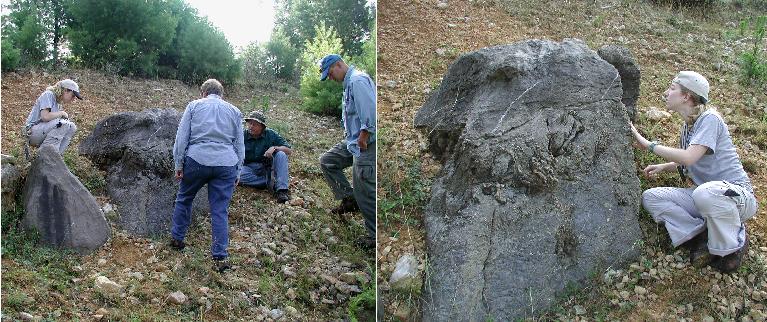 Geologists examining possible pinnacle reef in the Devonian Helderberg 
Group, north of  Fort Seybert, WV