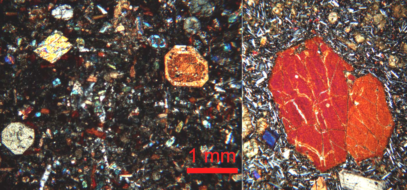 Thin sections of typical Eocene porphyritic basalt from eastern WV