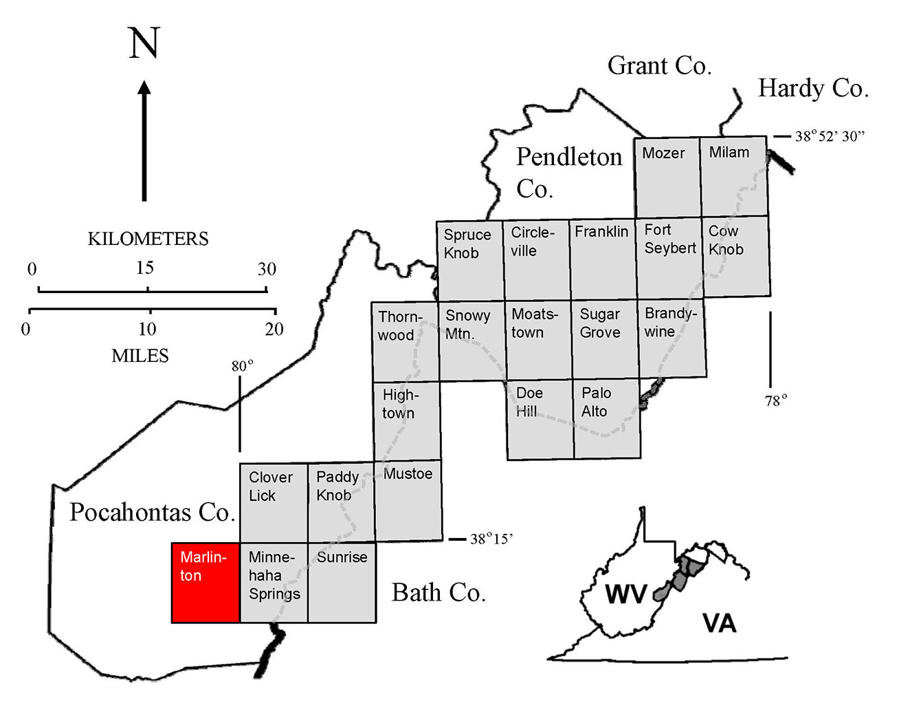 Location Map, Marlinton Quadrangle