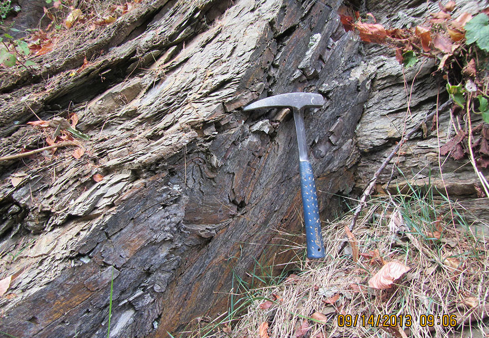 Folding in the Devonian Mandata Shale along WV 39/92, just southeast of Huntersville, WV