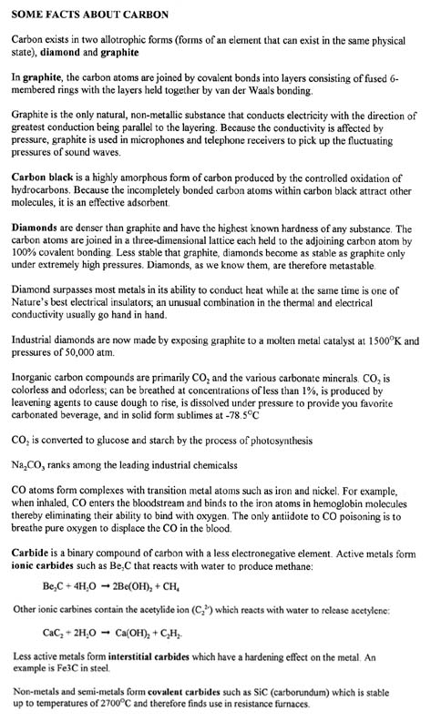 Some Facts About Carbon