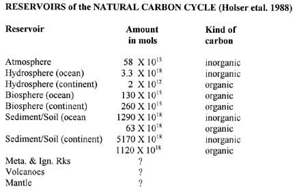 Reservoirs of the Natural Carbon Cycle