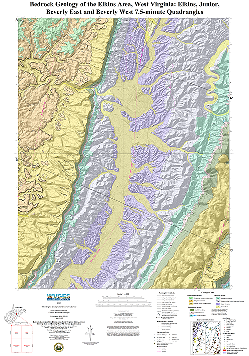 Bedrock Geology of the Elkins Area main map image