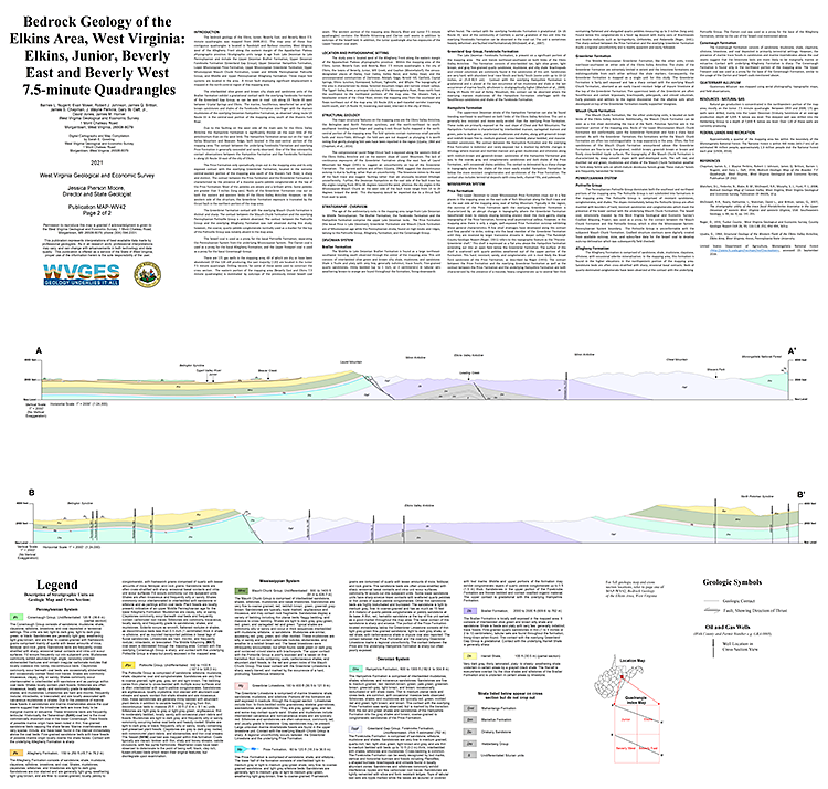 Bedrock Geology of the Elkins Area map text image